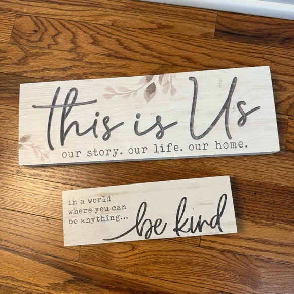 Unbranded Other - Elegant Vintage Inspired Wooden Signs - 'This is Us' and 'Be Kind'